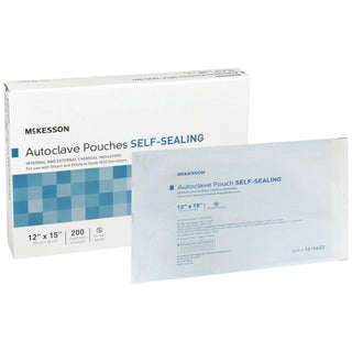 McKesson Sterilization Pouch Ethylene Oxide (EO) Gas / Steam 12 X 15 Inch Transparent Blue / White Self Seal Paper / Film (960947_CS)