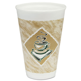 Dart® Café G Foam Hot/Cold Cups, 16oz, White w/Brown & Green, 1000/Carton (DRC16X16G)