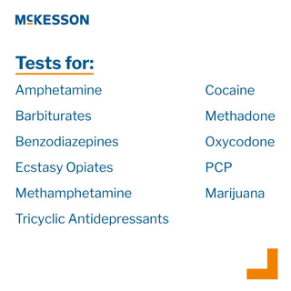 McKesson Drugs of Abuse Test Kit AMP, BAR, BZO, COC, mAMP/MET, MDMA, MOP300, MTD, OXY, PCP, TCA, THC (OX, pH, SG) 25 Tests CLIA Waived (1101520_BX)