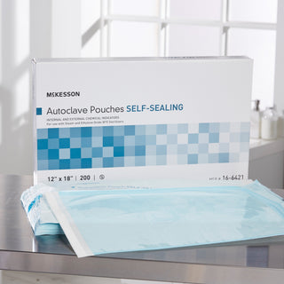 McKesson Sterilization Pouch Ethylene Oxide (EO) Gas / Steam 12 X 18 Inch Transparent Blue / White Self Seal Paper / Film (960948_CS)