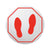 deflecto® Personal Spacing Discs, Feet, 20" dia, Clear/Red, 6/Pack (DEFPSDD20FPSS6)