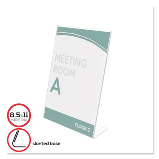 deflecto® Superior Image Slanted Sign Holder, Portrait, 8 1/2 x 11 Insert, Clear (DEF590101)