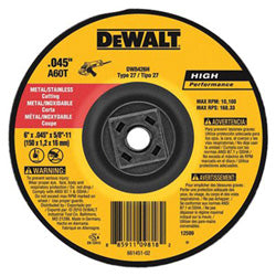 Dewalt Tools 4-1/2" X .045" X 5/8" -11 HP CUTOFF WHEEL (115-DW8424H)