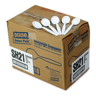 Dixie® Plastic Cutlery, Heavyweight Soup Spoons, White, 1000/Carton (DXESH217)