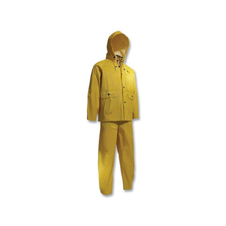 Dunlop® Protective Footwear Webtex 3-Pc Rain Suit with Hooded Jacket/Bib Overalls, 0.65 mm Thick, Heavy-Duty Ribbed PVC, Yellow, 2X-Large (868-76017002X)