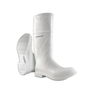Dunlop® Protective Footwear White Rubber Boots, Steel Toe, Men's 8, 16 in Boot, PVC, White (868-810120008)