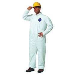 Dupont Tyvek® 400 Coverall, Serged Seams, Collar, Elastic Waist, Open Wrists/Ankles, Front Zipper, Storm Flap, White, Large (251-TY120S-L)