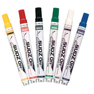 Dykem SUDZ OFF® Detergent Removable Temporary Marker, White, Medium, Bullet (253-91146)