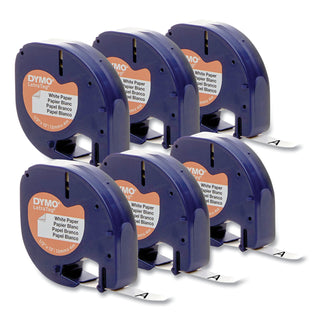 DYMO® LetraTag Paper Label Tape Cassettes, 0.5" x 13 ft, White, 6/Pack (DYM24404693)