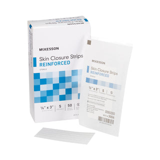 McKesson Skin Closure Strip 1/8 X 3 Inch Nonwoven Material Reinforced Strip White (876305_CS)