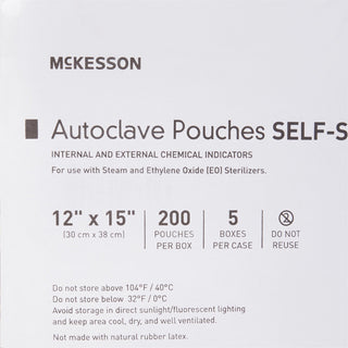 McKesson Sterilization Pouch Ethylene Oxide (EO) Gas / Steam 12 X 15 Inch Transparent Blue / White Self Seal Paper / Film (960947_BX)