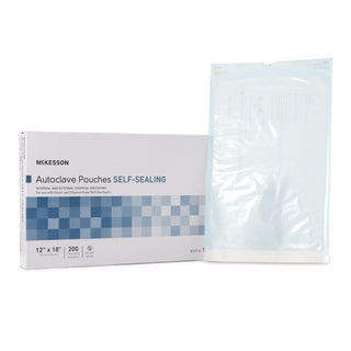 McKesson Sterilization Pouch Ethylene Oxide (EO) Gas / Steam 12 X 18 Inch Transparent Blue / White Self Seal Paper / Film (960948_BX)