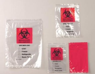 Econo-Zip Specimen Transport Bag with Document Pouch 6 X 9 Inch Zip Closure STAT / Biohazard Symbol / Storage Instructions NonSterile (410882_CS)