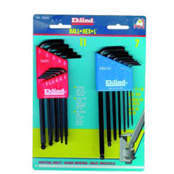 Eklind Tool Company Ball-Hex-L™ Key Set, 18 per set, Hex Ball Tip, Inch/Metric (EKL13218)