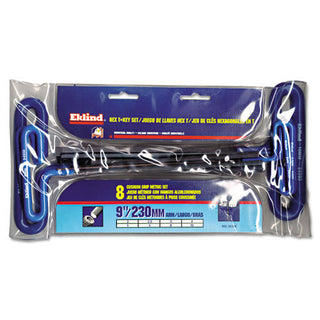 Eklind Tool Company Cushion Grip Hex T-Key Sets, 8 per pouch, Hex Tip, Metric, 9 in Handle (EKL55198)