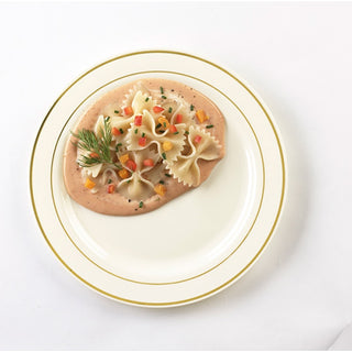 EMI Yoshi Plastic Buffet Plate, 9", Bone/Gold (121906)