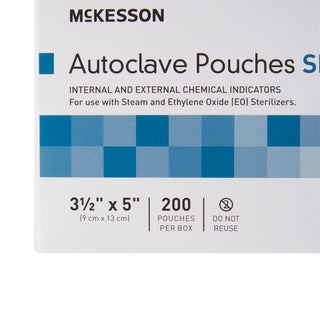McKesson Sterilization Pouch Ethylene Oxide (EO) Gas / Steam 3-1/2 X 5 Inch Transparent Blue / White Self Seal Paper / Film (960942_BX)