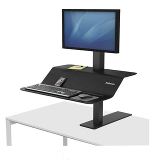 Fellowes® Lotus VE Sit-Stand Workstation, 29" x 28.5" x 27.5" to 42.5", Black (FEL8080101)