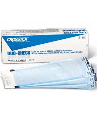 Duo-Check® Sterilization Pouch Ethylene Oxide (EO) Gas / Steam 3-1/2 X 9 Inch Transparent / Blue Self Seal Paper / Film (969961_BX)