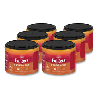 Folgers® 100% Columbian Coffee, 22.6 oz Canister, 6/Carton (FOL30445CT)