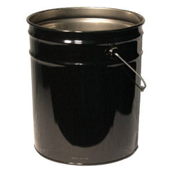 Freund Unlined Open Head Steel Pail, 5 Gallon, 10.9 in Cap, Black (302-1252)