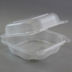 Genpak Clover Clear Large Hinged Container, 8.35" x 8.32" x 2.88" (CLX200-CL)