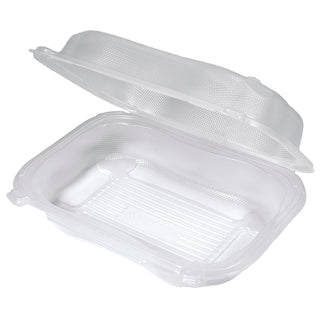 Genpak Clover CLX205A-CL 9 x 7 x 3 Clear Polypropylene Large Hinged Utility Container, 300/cs (CLX205A-CL)