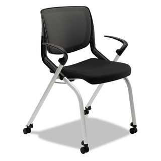 HON® Motivate Nesting/Stacking Flex-Back Chair, Onyx Seat/Black Back, Platinum Base (HONMN212ONCU10)