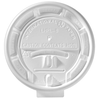International Paper White Flat Tear-Back Hot Cup Lid, 8 oz. (LHRL-8)