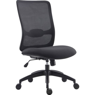 Lorell SOHO Collection Armless Staff Chair, 26.4" x 24.4" x 42.1", Material: Fabric Seat, Nylon Base, Finish: Black, Gray (LLR54866)