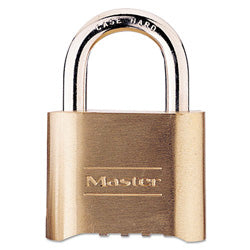 Master Lock® No. 175 Combination Brass Padlock, 5/16 in dia, 1 in L x 1 in W, Steel (470-175)