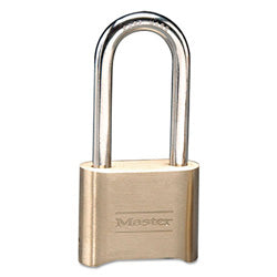Master Lock® No. 175 Combination Brass Padlock, 5/16 in dia, 2-1/4 in L x 1 in W, Brass (470-175LH)