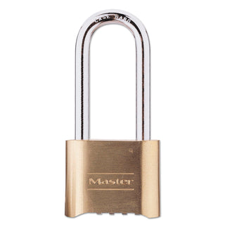 Master Lock® No. 175 Combination Brass Padlock, 5/16 in dia, 2-1/4 in L x 1 in W, Brass (470-175DLH)