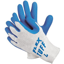 Memphis Glove Flex Tuff Latex Dipped Gloves, Medium, Blue/White (127-9680M)