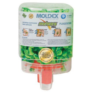 Moldex PlugStation® Earplug Dispenser, Disposable Plastic Bottle, Small Foam Earplugs, Bright Green, Meteors® (507-6634)
