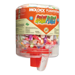 Moldex PlugStation® Earplug Dispenser, Disposable Plastic Bottle, Foam Earplugs, Assorted Color Swirls/Streaks, SparkPlugs® (507-6644)