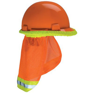 MSA SunShade Hard Hat Protector, Fits Most Hats and Caps, Orange with Reflective Stripe (454-10098031)