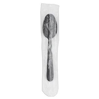 Netchoice Heavy Weight Polypropylene Black Teaspoon Individually Wrapped, Case of 1000 (406048)