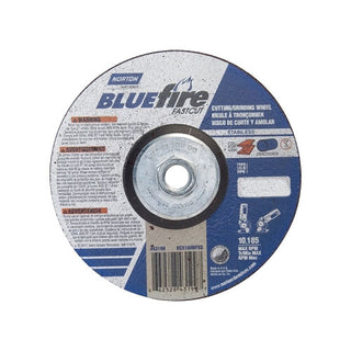 Norton Bluefire Type 27 Depressed Center Wheel, 6 in dia, 5/8 in Arbor, 1/8 in Thick, 24 Grit (547-66252843199)