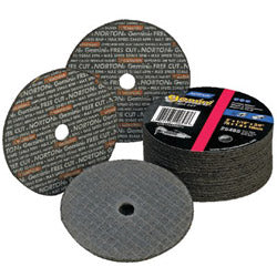 Norton Gemini Type 1 Reinforced Cut-Off Wheel, 4 in dia, 0.035 in Thick, 3/8 in Arbor, 60 Grit, Aluminum Oxide (547-66243510630)