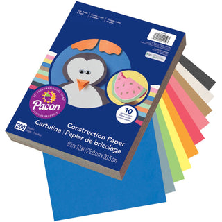 Pacon® Economy Construction Paper, 200 sheet, 9"x 12", Assorted (PAC94450)