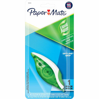 Papermate® DryLine Grip Correction Tape, 0.20" Width x 27.80 ft Length, Green, White (PAP660415K)