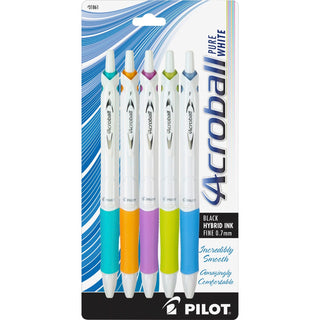 Pilot® Acroball Pen, 0.7 mm, Black Ink, Blue/Laven/Lime/Orng/Turq Accent Barrels, 5/Pk (PIL31861)