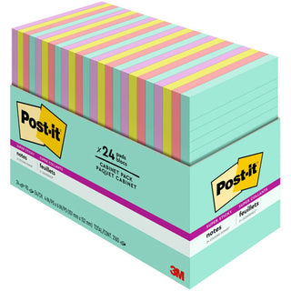 Post-it® Pads in Supernova Neons Collection Colors, Note Ruled, Cabinet Pack, 4" x 6", 90 Sheets/Pad, 24 Pads/Pack (MMM66024SSMIACP)