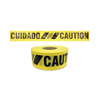 Presco Reinforced Barricade Tape, 3 in W x 500 ft L , Caution/Cuidado, Yellow (764-SBR35XY13)
