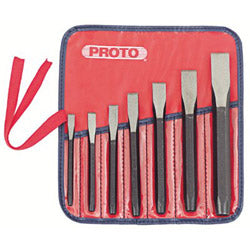 Proto Cold Chisel Sets, 7 Piece, 5/16 in to 7/8 in, Straight, SAE, Pouch (577-86B)