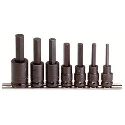 Proto 7 Piece Hex Bit Impact Socket Set, 1/2 in Drive, 6 Points, Inch (577-74152)