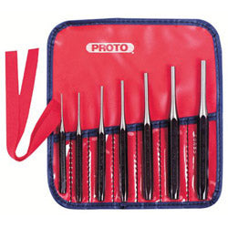 Proto 7 Pc Super-Duty Drive Pin Punch Set, Flat, English, Kit Pouch (577-48007)