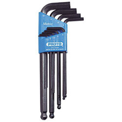 Proto 9 Pc. Metric Ball-Hex L-Key Sets, 9 per holder, Hex Ball Tip, Metric (577-4996)