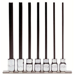 Proto 7 Piece Extra-Long Hex Bit Socket Set, 3/8 in Drive, 6 Points, Inch (577-4990-7XL)